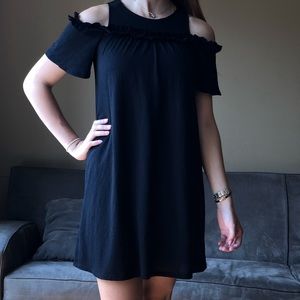 Black cold shoulder dress